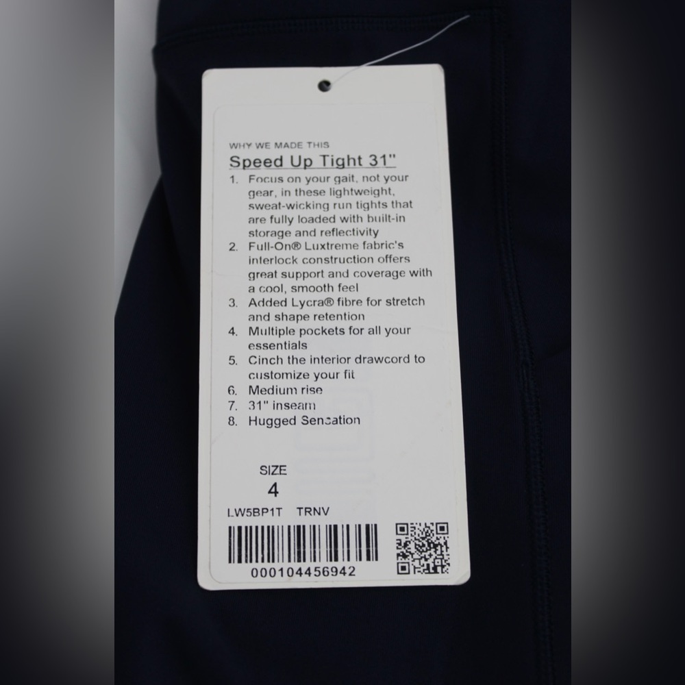NWT Lululemon Speed Up Tight 31" Size 4 True Navy